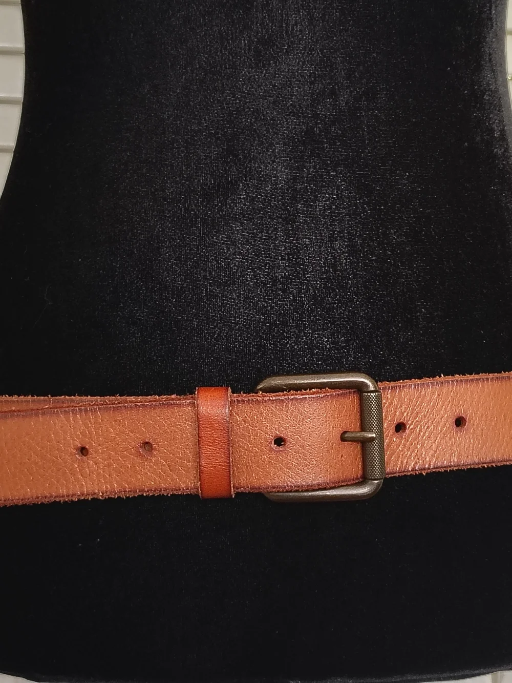 Express Mens Genuine Leather Belt -Tan With Antique Buckle -Size 34/36 -Like New